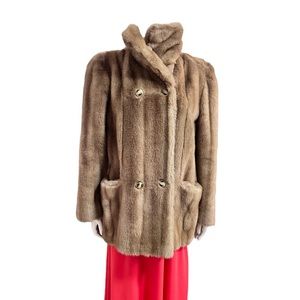 VINTAGE Faux Fur Coat 1970s Vintage Size Large